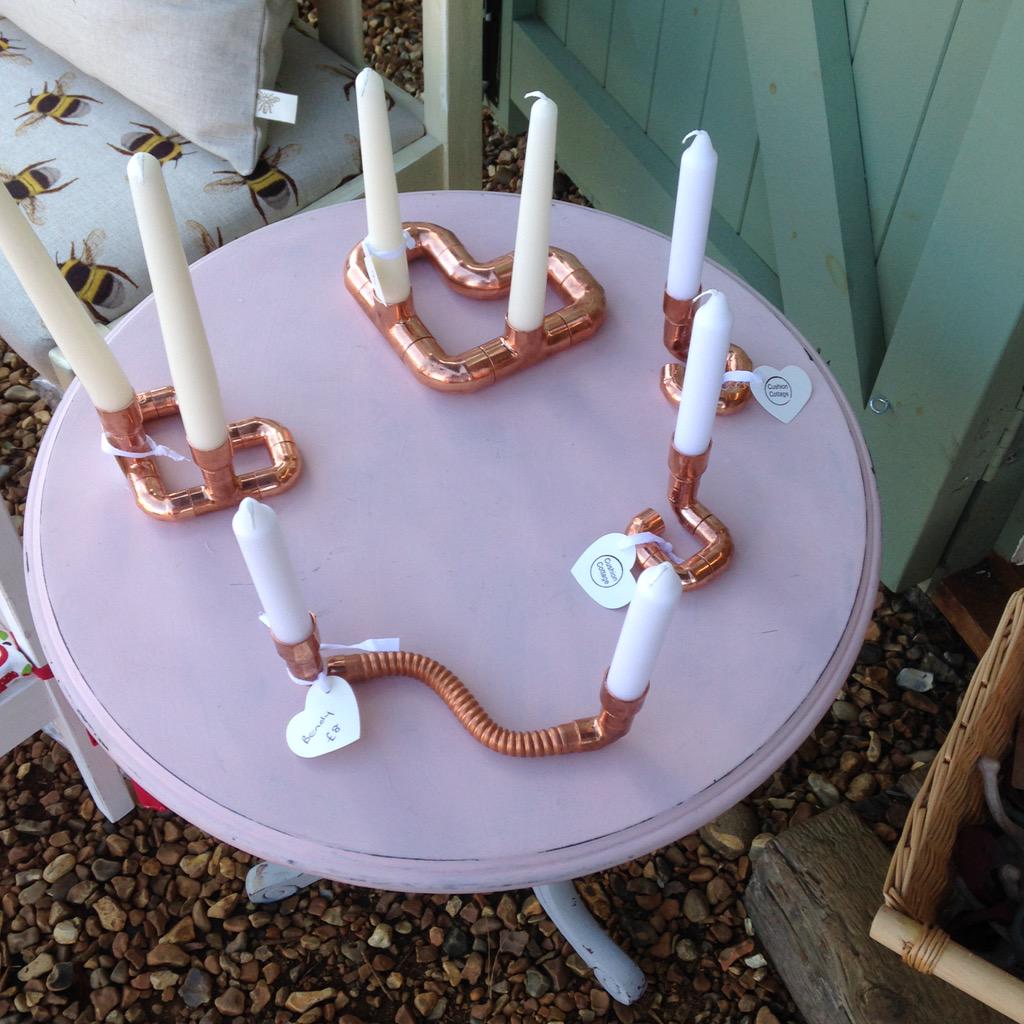 Copper candlesticks- shiny! #copper #handmade #candlestick