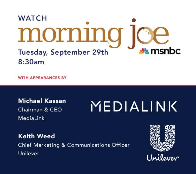 8:30am ET: Tune in to @Morning_Joe for an interview w @keithweed & me re: topics of interest at @advertisingweek 2015