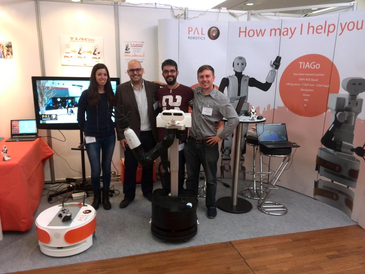 PALRobotics's tweet photo. Our team is ready to welcome you! Come to see TIAGo at @iros2014 #IROS #IROS2015 http://t.co/vbicVYEWBJ