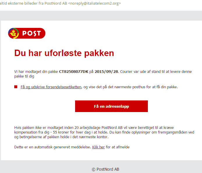jansemand's tweet photo. Find fejlene #postnord #phisingmails http://t.co/yPMsXodVPz
