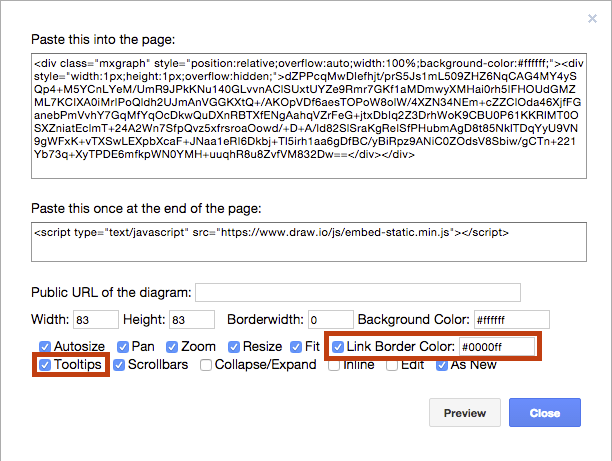 draw.io on X: Added link, link border color and tooltips option in embed  HTML dialog (use hex color codes for link border colors).   / X