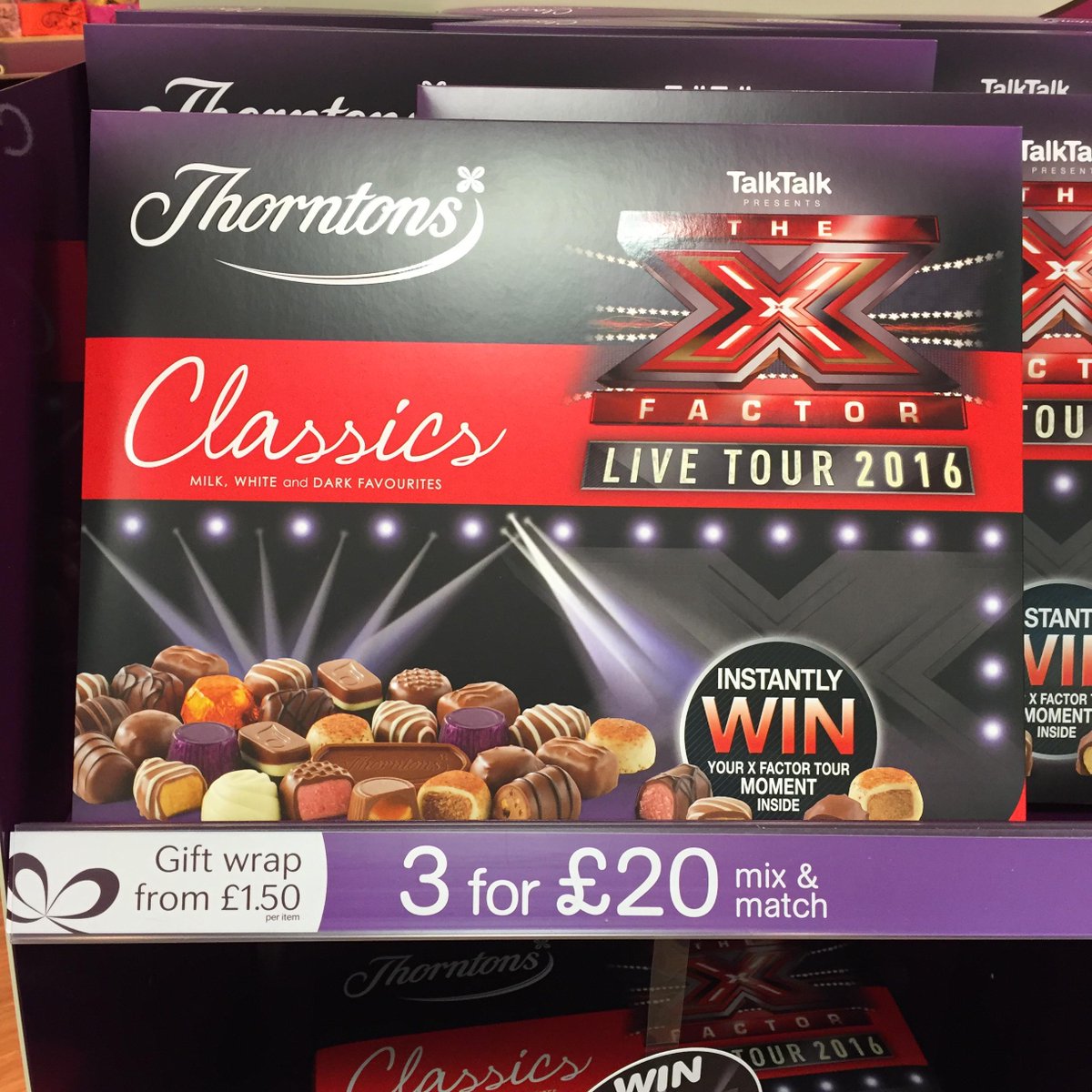NEW delicious Thorntons X Factor Classics at Just Cards. Only £7 each or 3 for £20