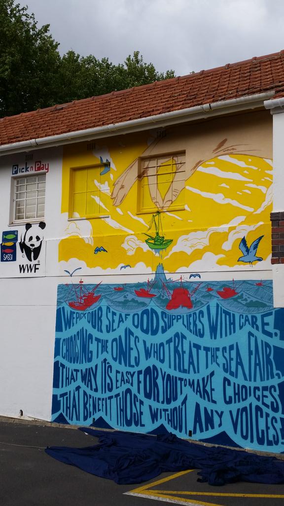 WWFSASSI's tweet photo. What a beautiful mural!  Thanks @PicknPay for sponsoring it &amp; to @UrbanKhoi for the creative hard work! #SASSIstories http://t.co/fsmYvASZTV