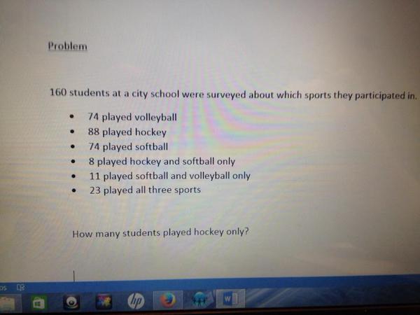 MrKBussey's tweet image. Math 3201 students:  To help prepare for your test tomorrow, try the following problem:
#settheory