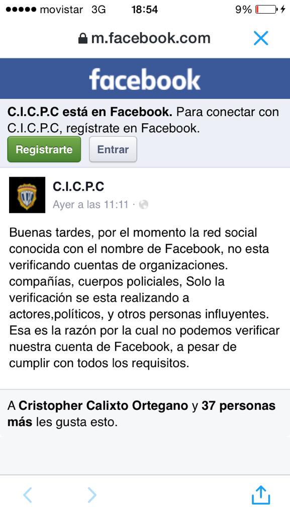 DouglasRicoVzla's tweet photo. INFORMACIÓN IMPORTANTE: Estas cuentas son falsas @cicpcgob @CICPCgobve y en Facebook C.I.C.P.C No pertenecen al CICPC http://t.co/LOmrWySAlL