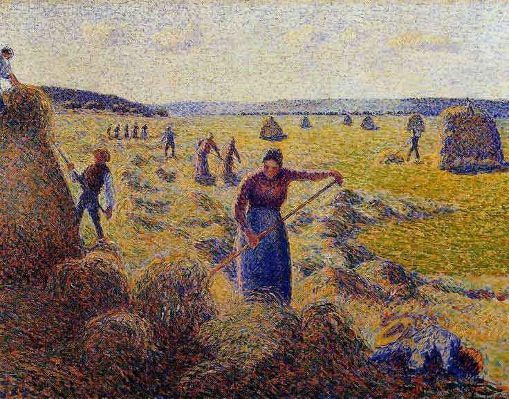 Fascinating Historical Picture of Camille Pissarro with The Harvest of Hay in Eragny in 1887 