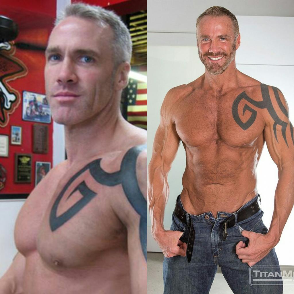 DallasSteeleFan's tweet photo. #transformationtuesday @TxJockDaddy first time getting tattoed and his @TitanMen first scene with @DirkCaber  ❤❤ http://t.co/8DJNmcU9HJ
