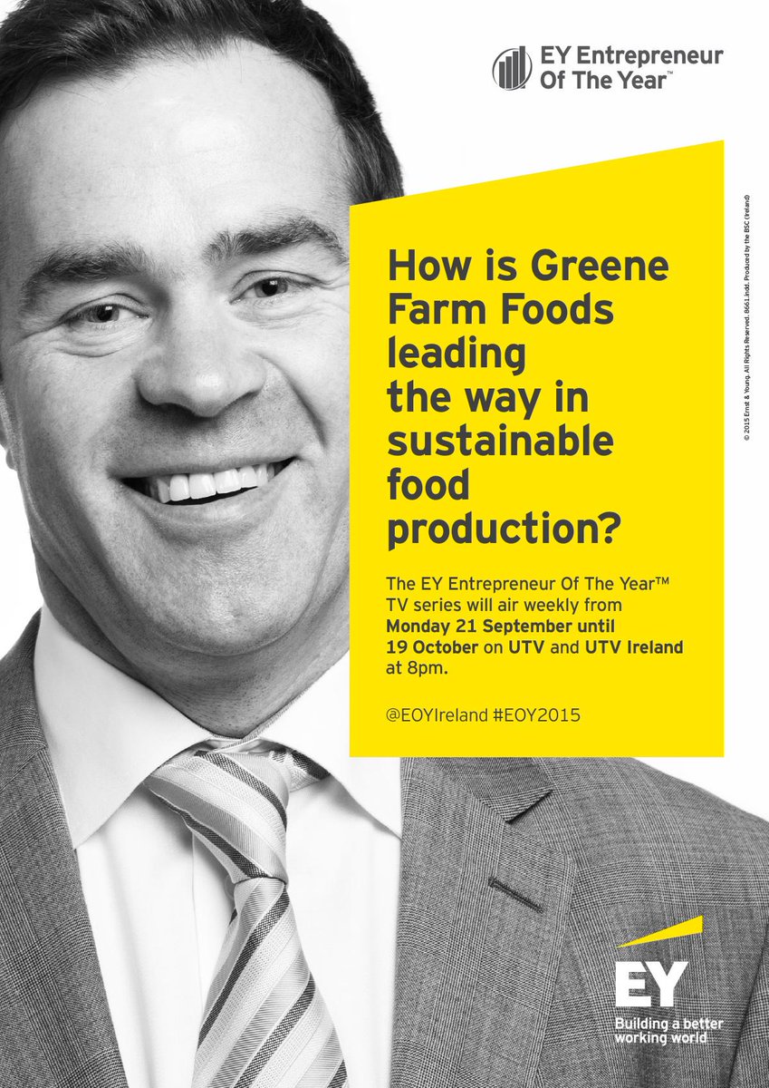 #EOY2015 finalist Kenneth Greene of @GreeneFarmFoods will be cooking up a storm next Monday at 8pm on <a href="/UTVIreland/">UTV Ireland</a>