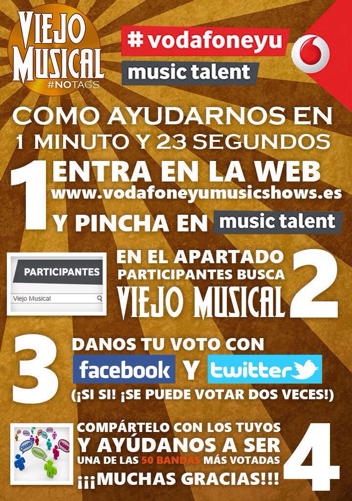 Nuestros amigos @viejomusicalcom participan en un concurso de talentos musicales, ¡votadles! vodafoneyumusicshows.es/talent/