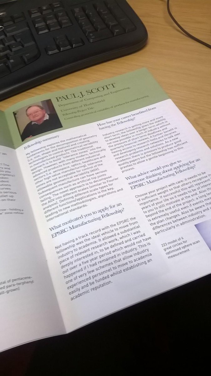 HudMetrology's tweet photo. Sorting through literature from #EPSRCMtF & found a case study about Prof Scott's manufacturing fellowship #EPSRC http://t.co/o81WtqgOtu