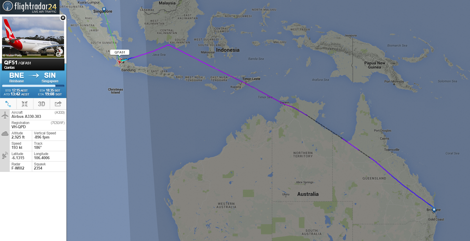 Flightradar24 On Twitter Qantas Flight Qf51 From Brisbane To Singapore Is Diverting To Jakarta Http T Co Gsod0vxbqy Http T Co Clz4j7nsbn Twitter