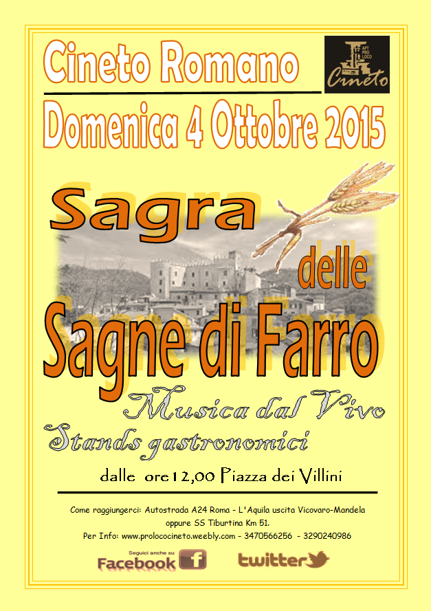 ProLocoCineto's tweet photo. 4 ottobre, Cineto Romano, Sagra Sagne di Farro @Progetti_Unpli @ViviLazio @romanotizie @Sagrede20 @RomaEventiTweet http://t.co/eI31WynNri