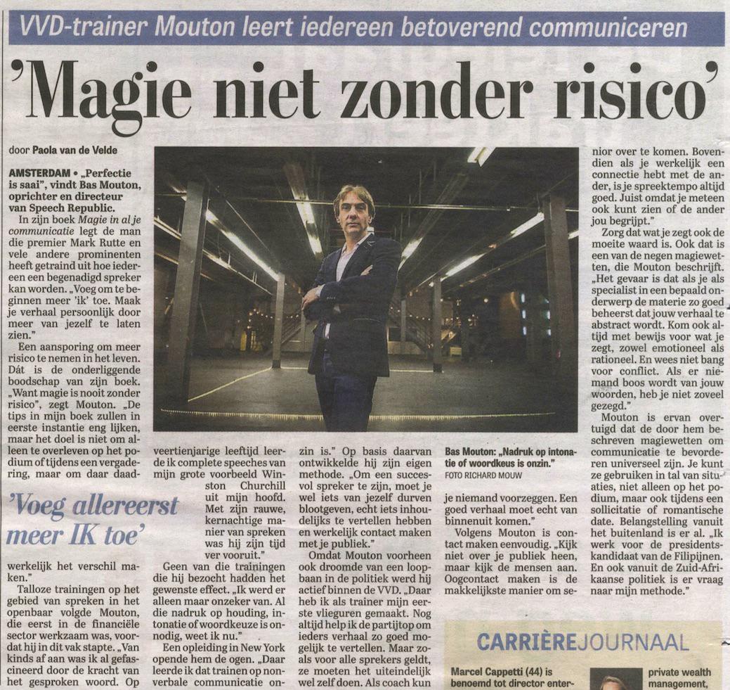 SpeechRepublic's tweet photo. Heb jij het al gelezen? Bas in de @Telegraaf van 26 september! #MIAJC #DeTelegraaf http://t.co/VTOaTr6Jkz
