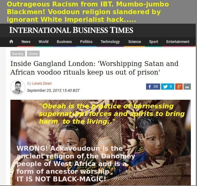 SAFFtweets's tweet photo. Outrageous #racism from the @IBTimes - how #Xists take every opportunity to slander other beliefs. #SRA #BlackMagic http://t.co/zRDdKx0t47