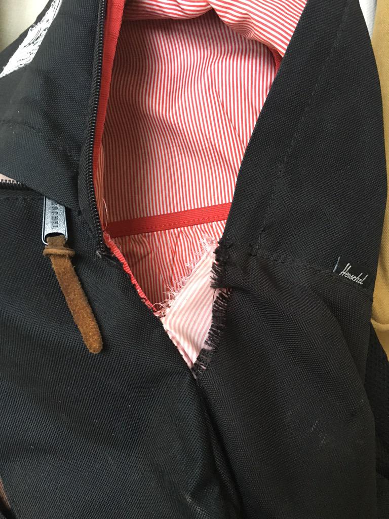OffTheRailsLDN's tweet photo. Only 6 months old and this happens @Herschelsupply can you guys help? http://t.co/OeDNsdofWH