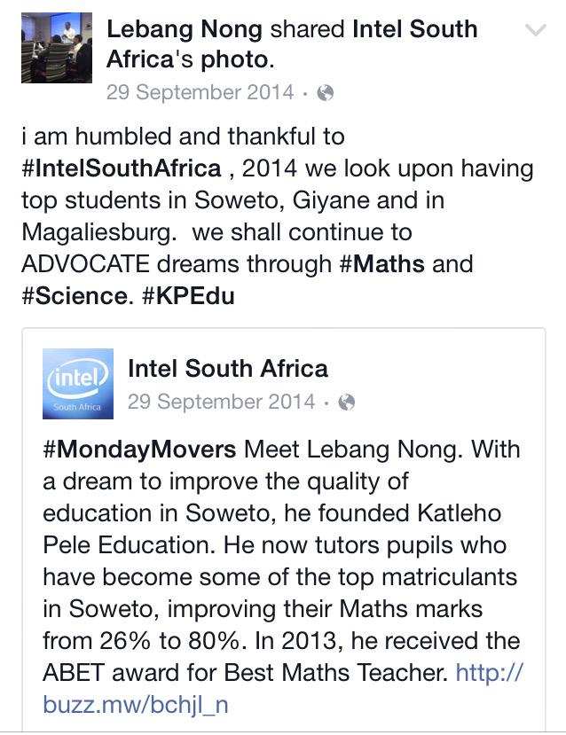 lebangnong's tweet photo. ThrowBack .. humbled 🙏🏾 #MondayMovers cc @IntelWestAfrica @Intel_Africa @IntelEDU @tutorsuccess http://t.co/99T9Qf6zob