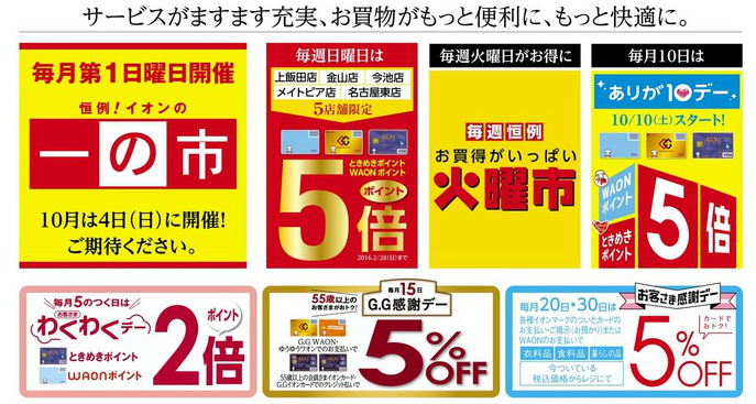 Uzivatel 突然ｐｏｅｍドットコム Na Twitteru イオン今池店 イオン金山店 イオン上飯田店 イオン名古屋東店 イオンメイトピア店限定 毎週日曜日 ｗａｏｎポイント ときめきポイント ５倍 Http T Co L8s10py1um