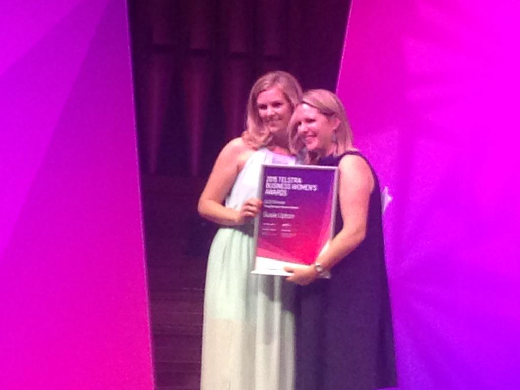 womens_awards's tweet photo. On stage to accept the QLD 2015 Young Business Women's Award is Susie Upton of #ChildAware #TelstraBizWomen http://t.co/oofdke5nZ4