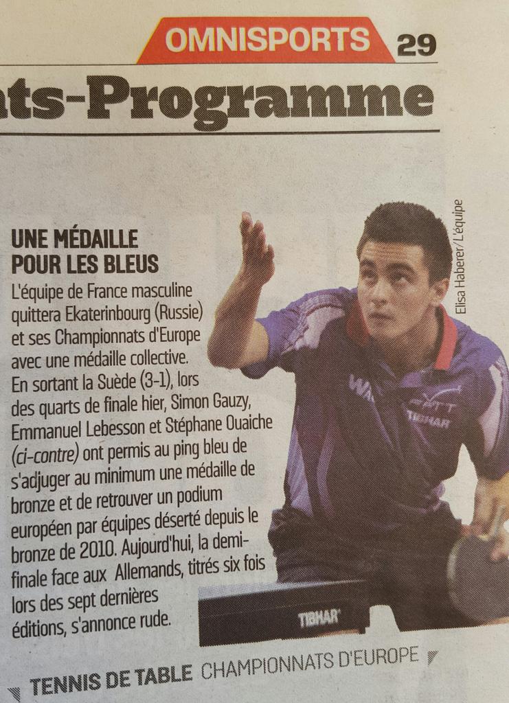chalonstt51's tweet photo. L'équipedeFrance TennisDeTable dans @lequipe ! Félicitations pr le podium ! @SimonGauzy @ouaichewesh @ffttofficiel http://t.co/ZxrA2nUrp2