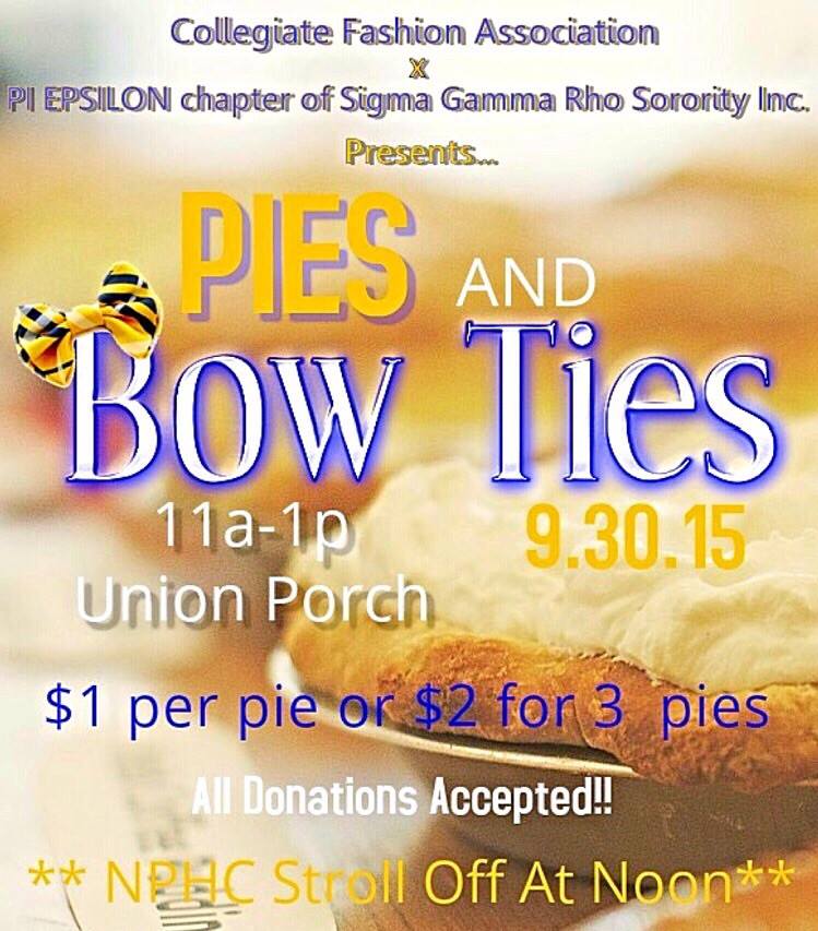 ULFirstYear's tweet photo. Hey #Cajunsof2019 swing by the @UL_Union porch today between 11 &amp; 1 for #PiesAndBowTies #ULGetInvolved http://t.co/ky45H9KfZj
