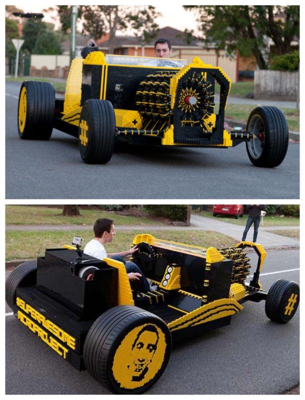 A Romania 20yr old built the world's first full-size Lego car, with a compressed air-powered Lego engine! #MotorHour