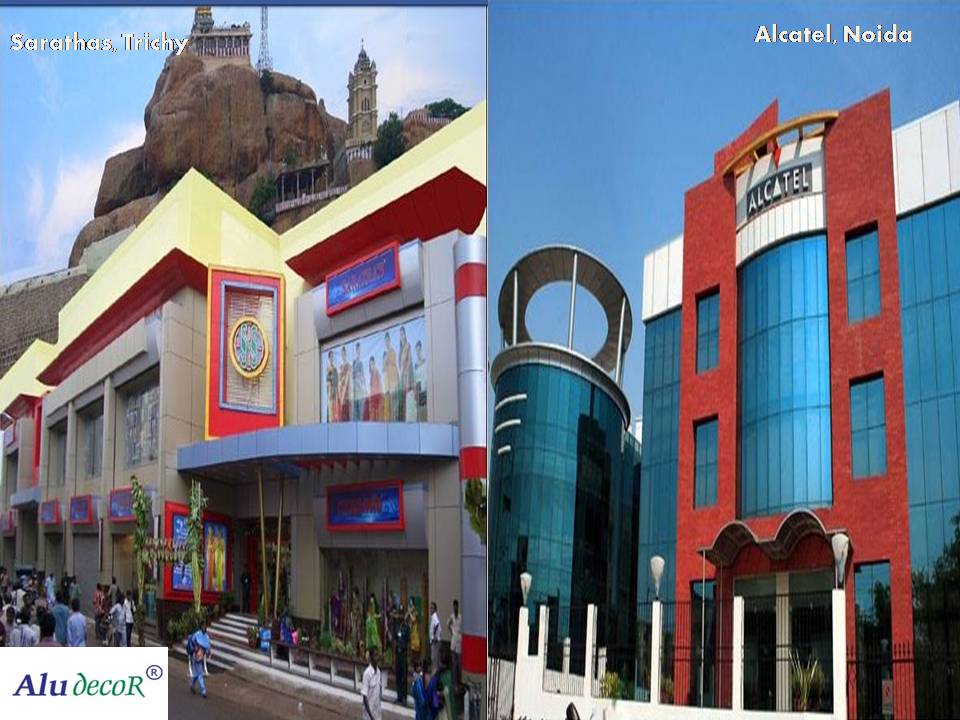 Aludecor's tweet image. #ACP &amp;amp; #GlassCladding Project Work by #Aludecor - Sarathas Textile Showroom, Trichy and Alcatel, Noida