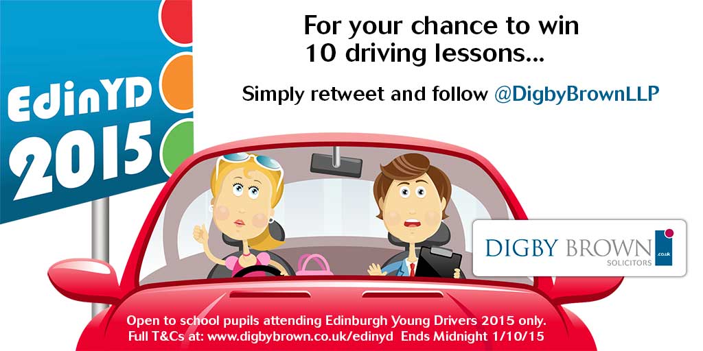 DigbyBrownLLP's tweet photo. Calling all pupils attending Edinburgh Young Drivers 2015 #edinyd! RT & Follow for a chance to #WinDrivingLessons http://t.co/1z7lrmR6zn