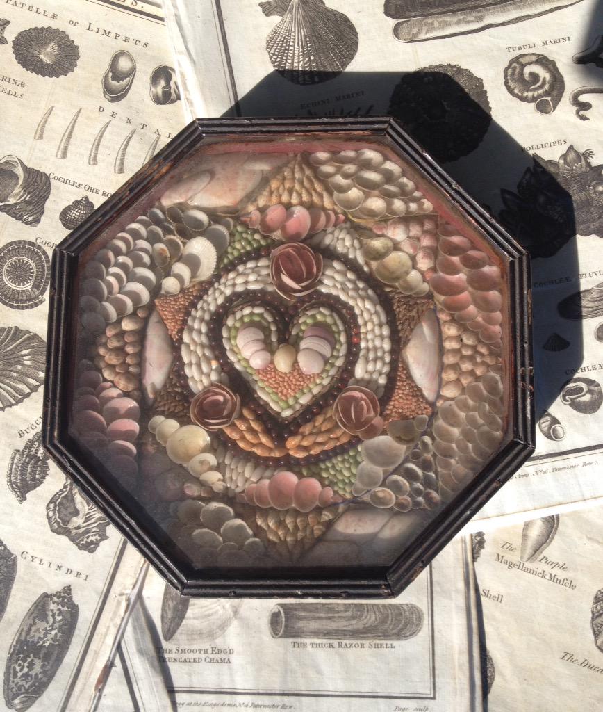 viaseres's tweet photo. Gorgeous 19th C. sailors shell valentine &amp; 18th century shell prints this morning from @sunburyantiques #antiques http://t.co/i99Z4I57gR