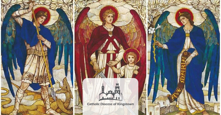 Catholic_SVG's tweet photo. Saint Michael-Prince of the Heavenly Host Saint Gabriel-God's strength and Saint Raphael's name means God has healed http://t.co/70LQhy66Jg
