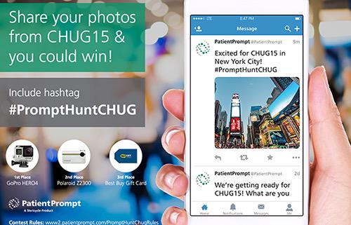 PatientPrompt's tweet photo. Kicking off 1st #PromptHunt w/ @CentricityUsers @ CHUG NYC tag pics to win! #CHUGchat Rules: http://t.co/ZolMUloVOx http://t.co/LcPVQrFyxM
