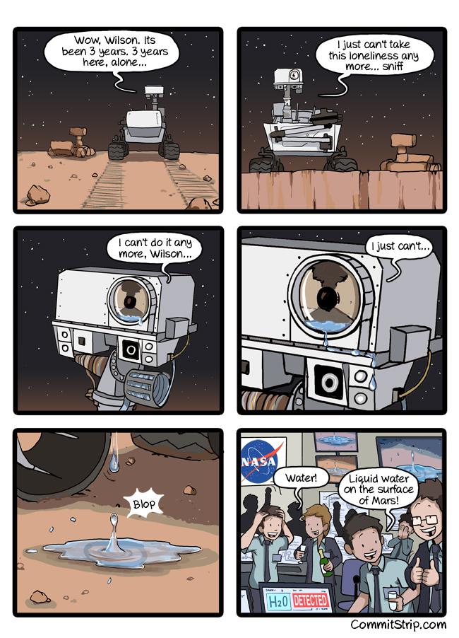 CommitStrip's tweet image. Why the water on Mars is salty. 
 commitstrip.com/2015/09/29/mea…