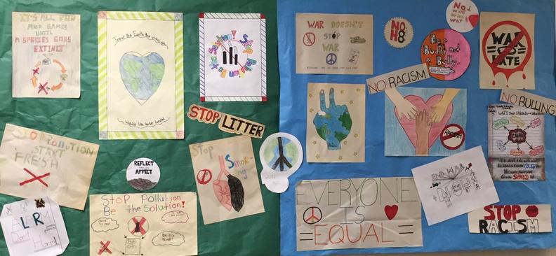 <a href="/SPSSabres/">Southwood Sabres</a> Grade 7 student display "Global Message" <a href="/100TPC/">100 Thousand Poets for Change</a>