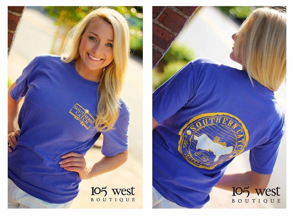 SouthernCatch's tweet image. Restocked for the last time!! $10 purple and gold tee!! SouthernCatchNC.com