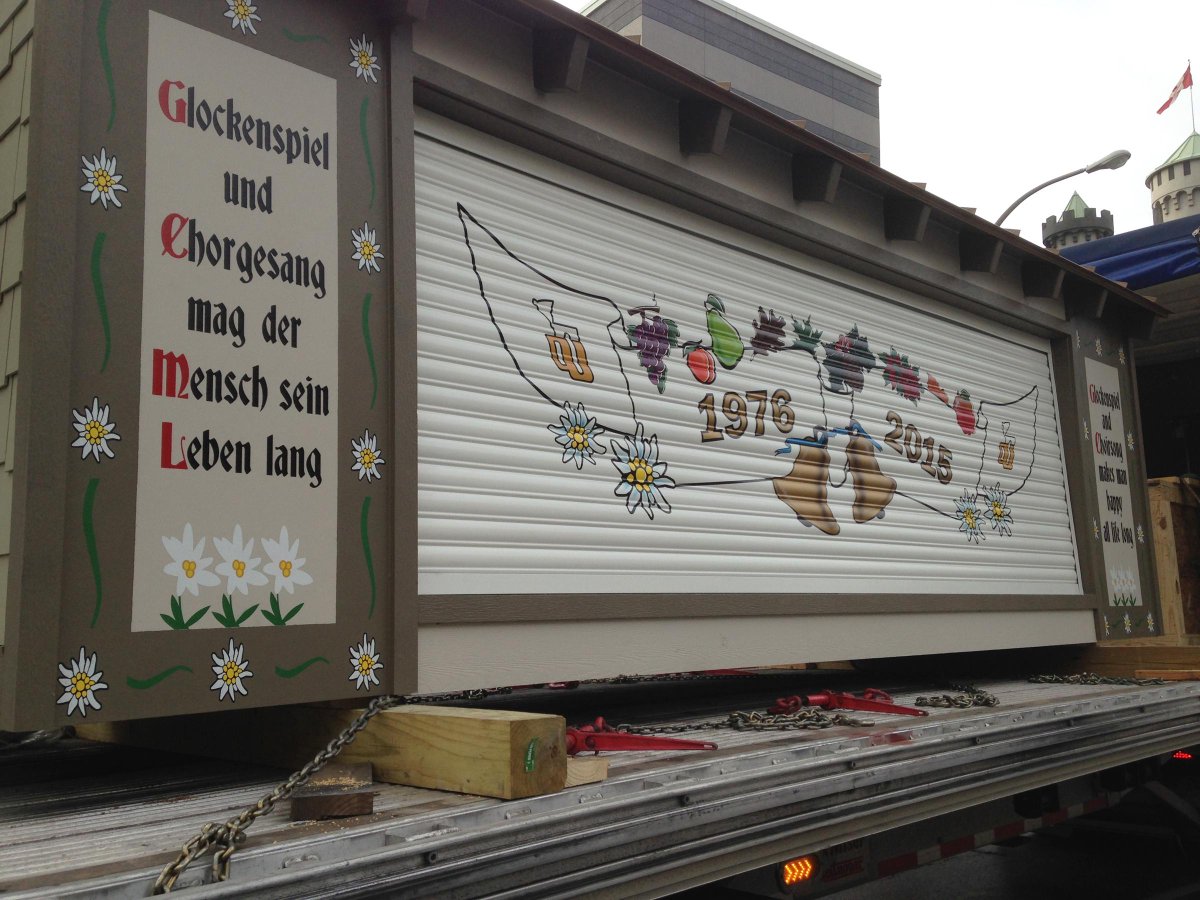 CTVKitchener's tweet image. PHOTOS: @KW_Oktoberfest glockenspiel returns to King and Benton: bit.ly/1FBaT3E