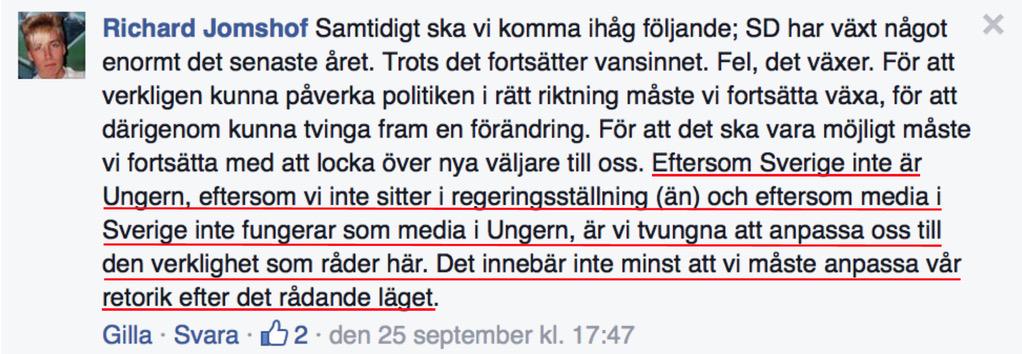 annieloof's tweet photo. SD behöver putsa på sin fasad o retorik. Sverige är inte Ungern. Än, förklarar SD:s partisekreterare. Vakna Sverige! http://t.co/lapvTbzzUc