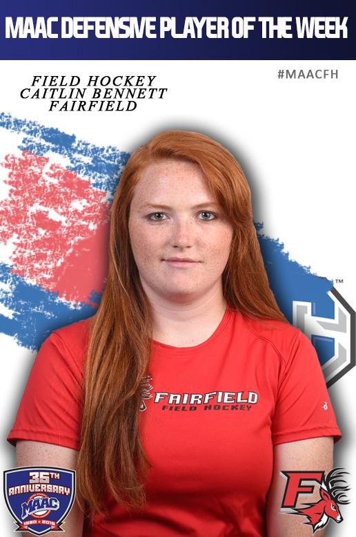 MetroConfSports's tweet photo. FH: DPOW @FairfieldStags Caitlin Bennett had 18 saves in 2 games and ranks nationally in saves per game. #MAACFH http://t.co/zh8Ukz5Jfm