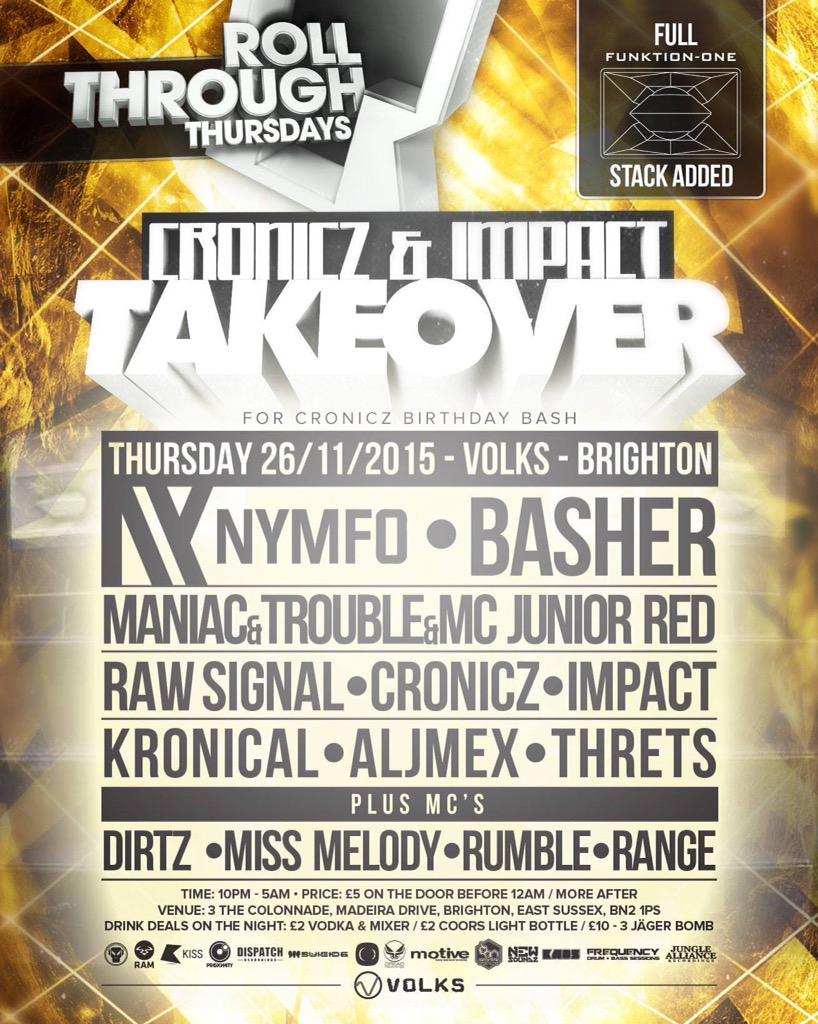 DJIMPACT_UK's tweet photo. Big events coming to Brighton!! #drumnbass #events #DnB #Music #nymfo #bashermusic #cronicz #ImpactUK #serotone http://t.co/LArWKPkd6G