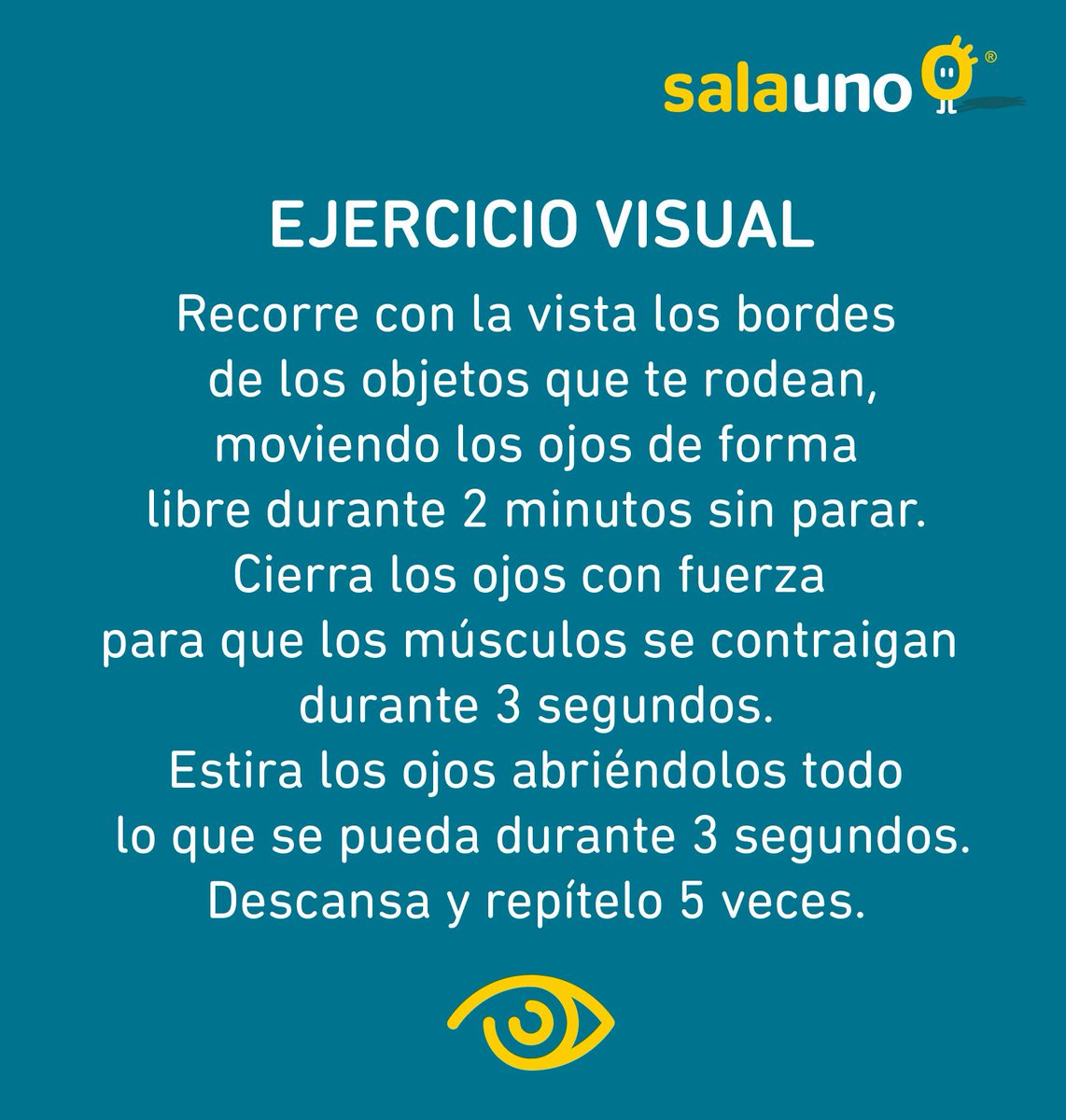 salauno's tweet photo. Para este martes, te dejamos un #ejerciciovisual para que lo realices y relajes tu vista donde quiera que estés. http://t.co/8Dzqu6UuRE