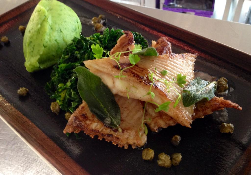 Today's Special - Pan fried skate wing with herb mash, savoy cabbage, crispy capers and sage &amp; brown butter