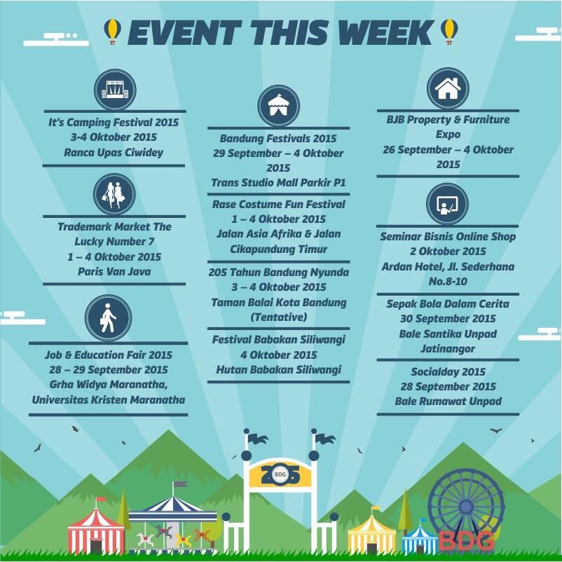 Pas weekend, pas awal bulan juga nih! Yuk datengin berbagai acara seru &amp; keren di BDG. Cek nih listnya #eventBDG