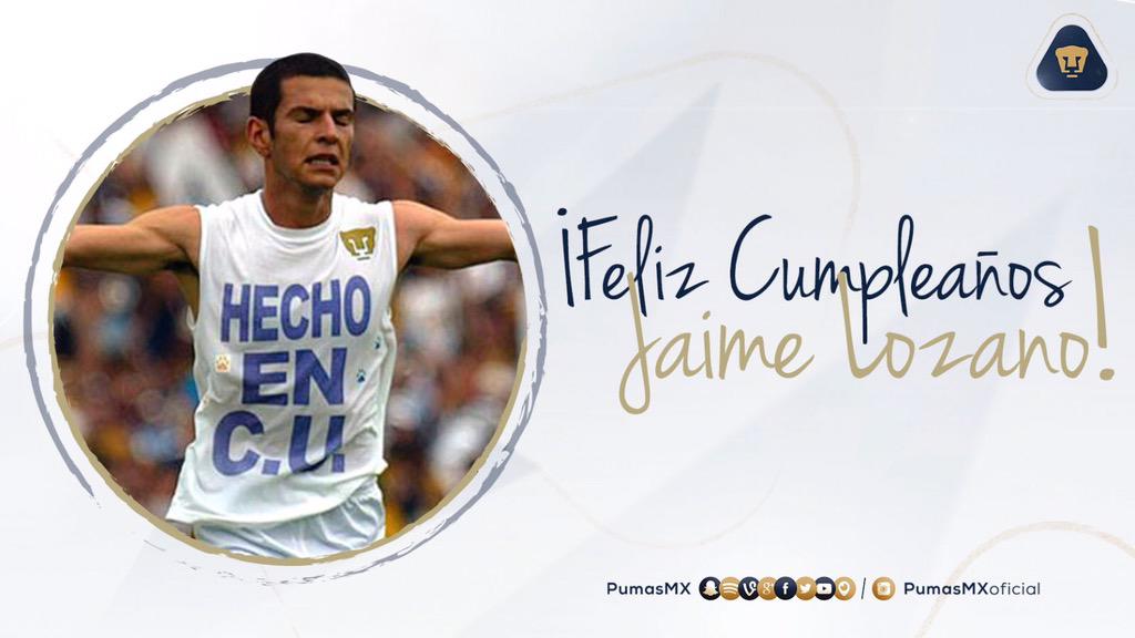 PumasMX's tweet photo. Muy feliz cumpleaños a nuestro querido ex jugador, orgullosamente "Hecho en C.U." @jaime_lozano_  #SoyDePumas http://t.co/xeSPXQz8l9