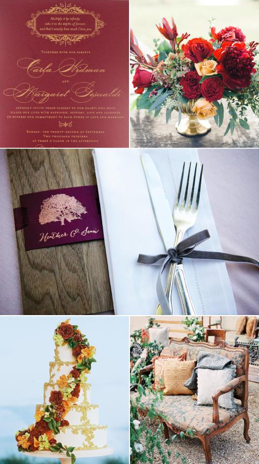 Wonderful fall tones for your wedding!  #Marsala #pantonescoloroftheyear #eventplanning #weddingplanning #colorof2015