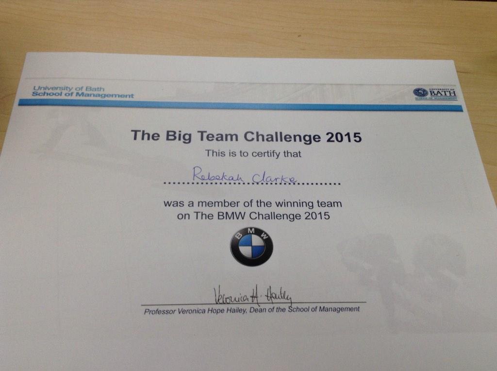 rclarketweets's tweet image. We won! #TheBigTeamChallenge @UniofBath #managementschool