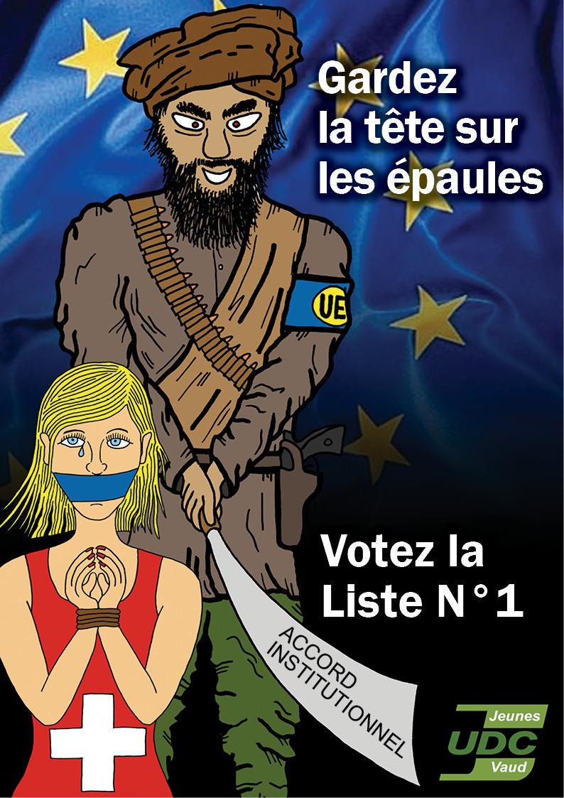 UDC_Lausanne's tweet photo. L'accord institutionnel coupera la tête à la démocratie suisse. Du terrorisme politique. #chvote #ef2015  #judc http://t.co/pAVI0qQAhO