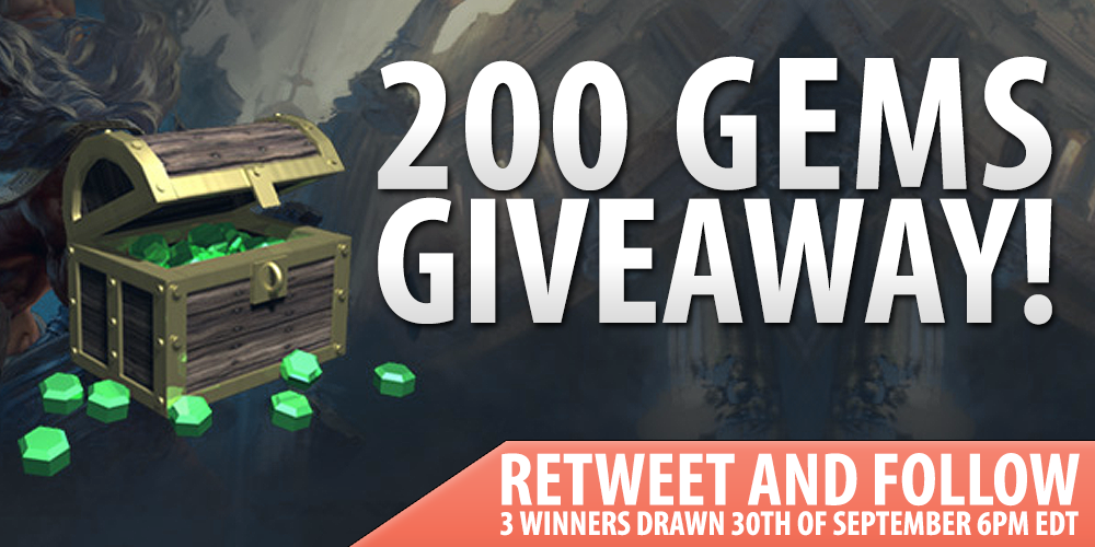 SmiteReddit's tweet photo. GIVEAWAY! RT and Follow for a chance to win 200 gems, winners drawn tomorrow! http://t.co/Yyoqn5C5Uu