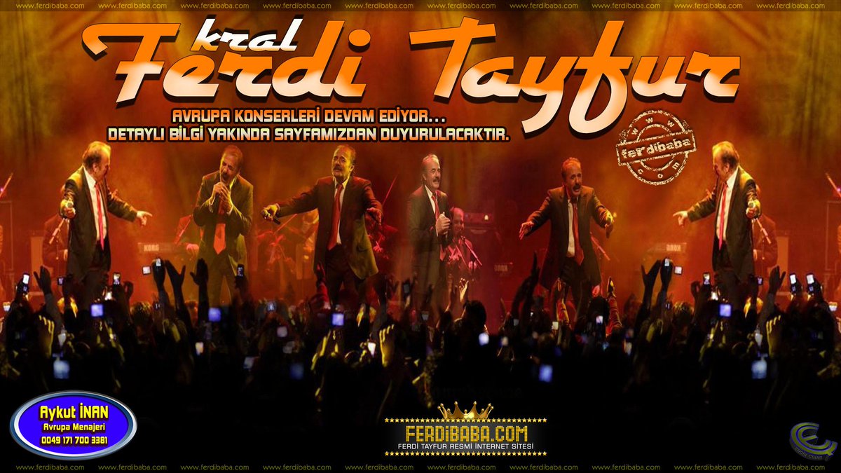 FERDİ TAYFUR'UN AVRUPA KONSERLERİ DEVAM EDİYOR. Detaylı bilgi yakında sayfamızdan duyurulacaktır. <a href="/FerdiiTayfur/">Ferdi Tayfur</a>