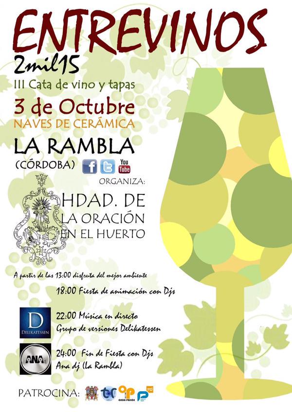 MontillaMoriles's tweet photo. Este sábado, 3 de Octubre, se celebra en #LaRambla la III Cata de Vino y Tapas @Entrevinos15 ¿Vas a perdértela? http://t.co/xaT961NTen