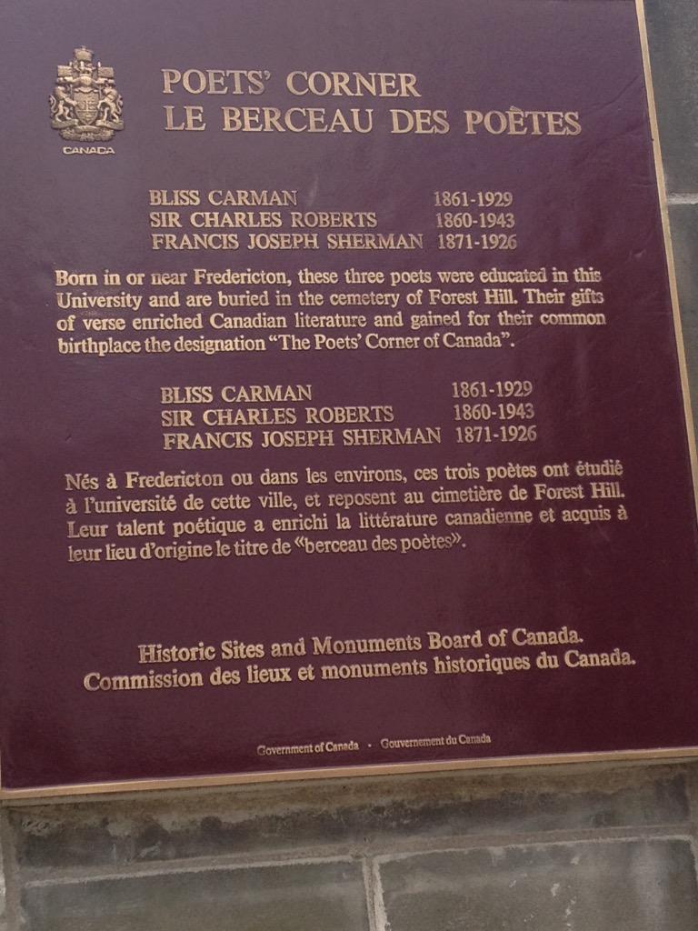 the_mess_dad's tweet photo. Poets Corner! Right next to Peter Kent's bench! (Poets: See photo) @ArtsUNBF #UNBFind http://t.co/c9wTuHoXjm