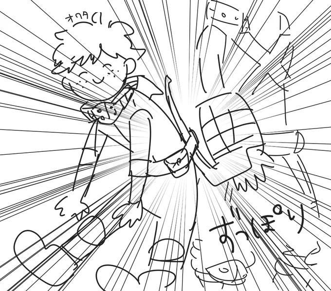 爆豪の篭手のトゲが偶然ベルトを通ってしまいさながら篭手ストラップのようになってしまった緑谷 