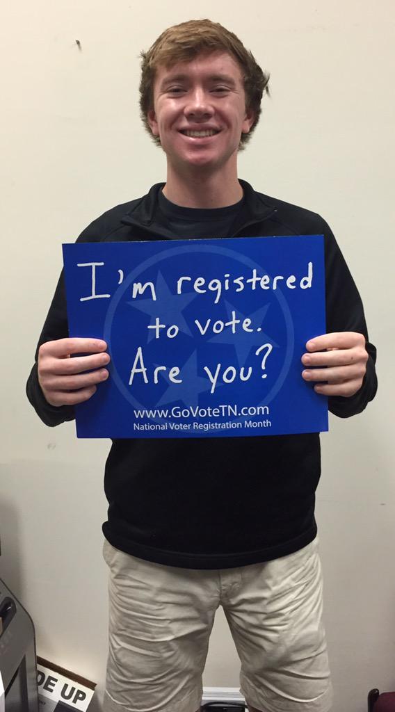 tntech_sga's tweet photo. Be sure to register to vote today in the RUC lobby! #GoVoteTN #IHeartTechWeek #StepUp http://t.co/FR852lPoWs